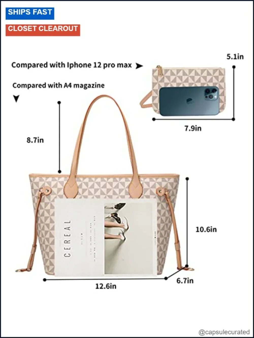 2pc Women's Designer Satchel Handbag Set with Clutch Wallet Top Handle Shoulder